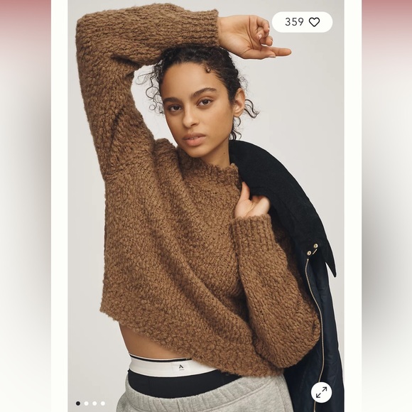 by Anthropologie Mock neck Boucle Knit in Tan XL - Picture 2 of 13